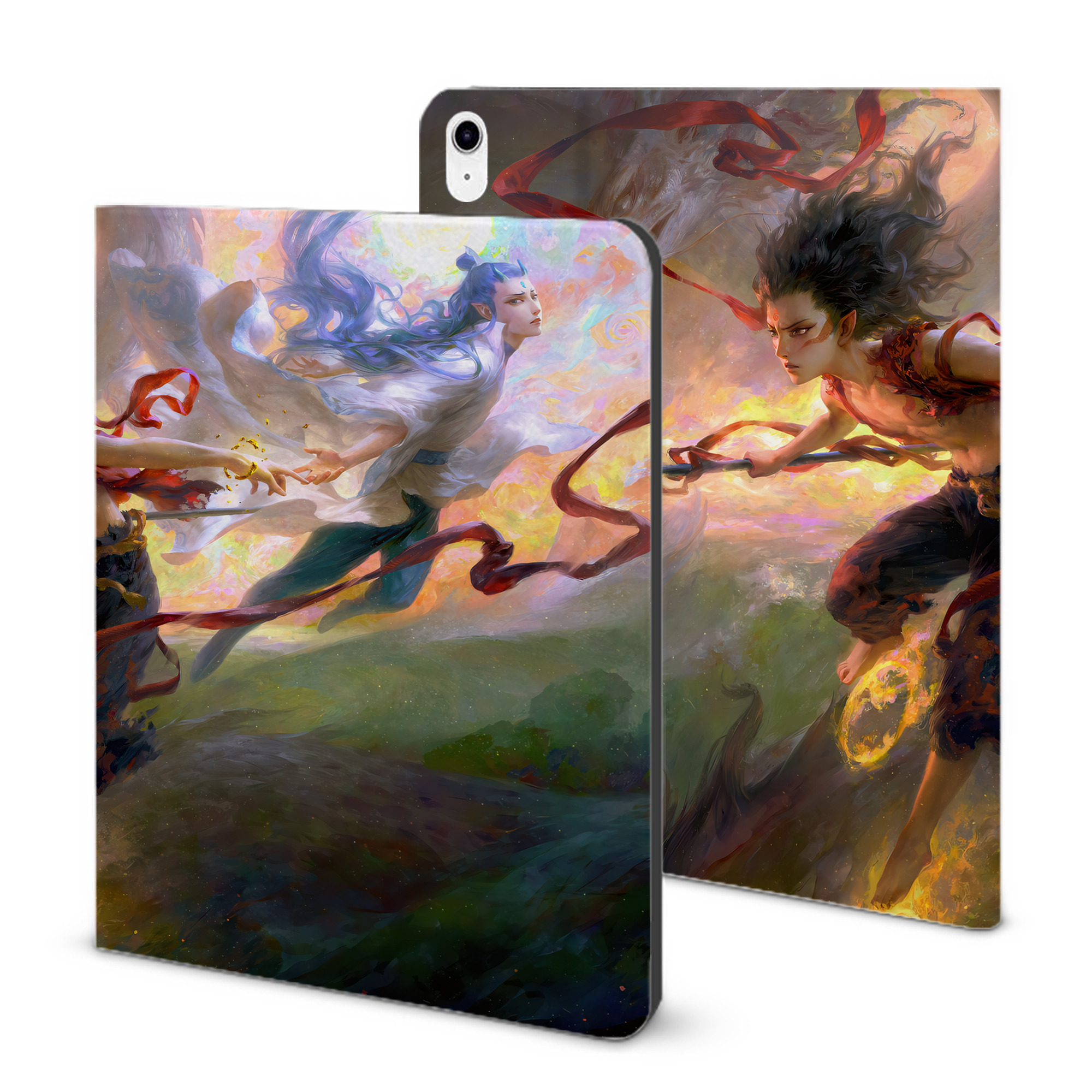 （画像用） Ne Zha 2 ナタ 魔童の大暴れ IPad ケース ブック型 PUレザー TPU 耐衝撃 軽量 薄型 ペン収納なし 全面保護 IPad 各モデル対応